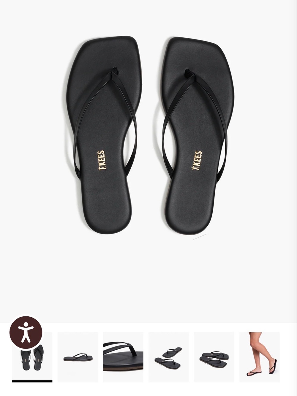 TKEES Black Slim-Strap Square-Toe Sandals